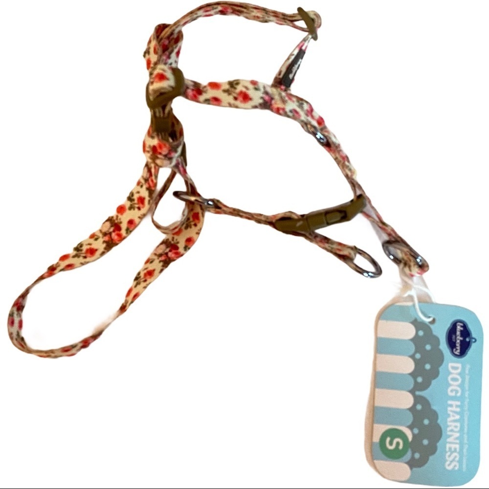 Blueberry Pet Dog Harness Small Pink Roses Print